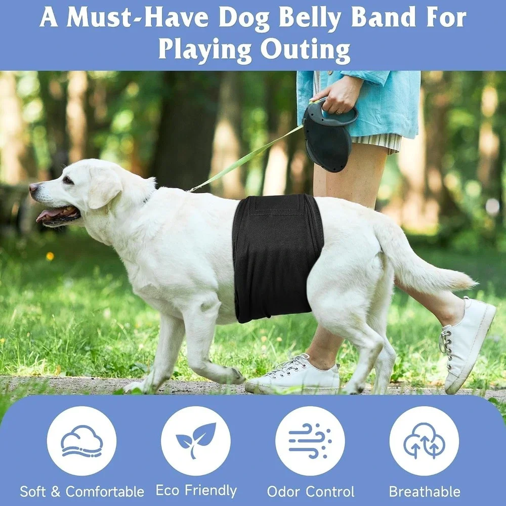5 Pack Black Reusable Dog Diapers Male High Absorbing sz XS (Girth 9